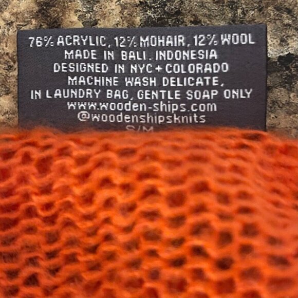 Wooden Ships Womens Mohair Wool Blend Sweater Size S/M Orange Hi Low Hem Sailing - Picture 5 of 5